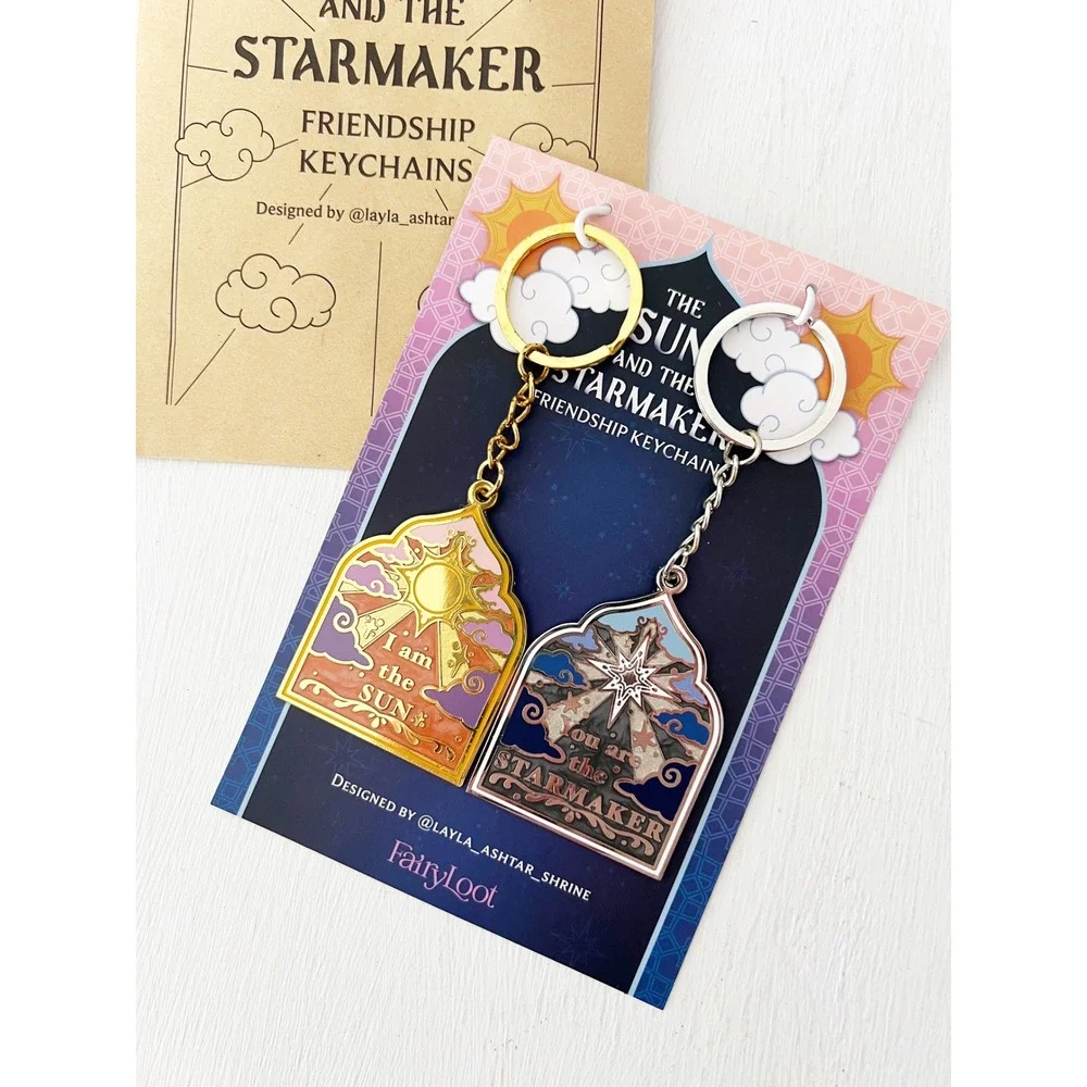 FairyLoot Keychain Set Gold Silver Sun and the Starmaker‎ Friendship Celestial